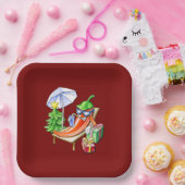 スクエアレッドクリスマスチおもしろいーリ ペーパープレート (パーティー)