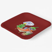 スクエアレッドクリスマスチおもしろいーリ ペーパープレート (傾斜あり)