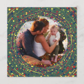 スクエアレッドグリーンイエローフォトハッピー新年 シーズンカード (正面)