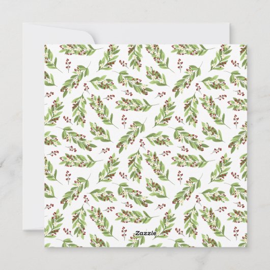 スクエアレッドベリー写真コラージメリークリスマス シーズンカード (裏面)