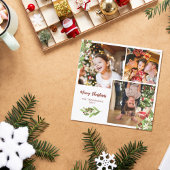 スクエアレッドベリー写真コラージメリークリスマス シーズンカード