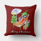 スクエアレッドメリークリスマスチリアートスケッチ クッション (正面)