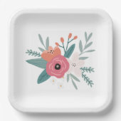 スクエアワイルドフラワーポシーパーティープレート ペーパープレート (正面)