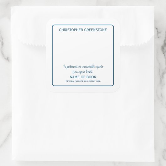 スクエア作家シグネチャーブルー蔵書票 スクエアシール (バッグ)