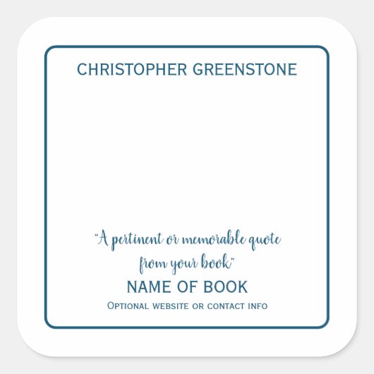 スクエア作家シグネチャーブルー蔵書票 スクエアシール (正面)