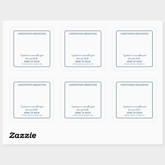 スクエア作家シグネチャーブルー蔵書票 スクエアシール (シート)