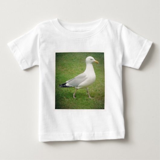 スクエア写真 – 歩くシーガル ベビーTシャツ (正面)