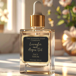 スクエア化粧品の製品ラベル – ブラック&金ゴールド スクエアシール