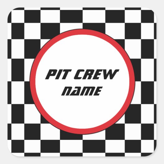 スクエア市松模様にパーティーゲスト名ステッカー スクエアシール (正面)