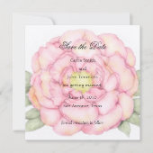 スクエア日付を保存ピンク牡丹 セーブザデート (正面)