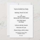 スクエア柄の可愛いグレーのピットブル子犬 招待状 (裏面)