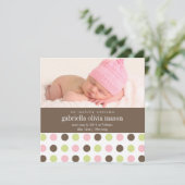 スクエア水玉模様 | 誕生発表 案内状 (スタンド正面)