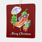 スクエア深いレッドメリークリスマスペッパー セラミックオーナメント (左)