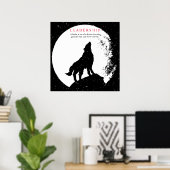 スクエア白黒感動的リーダーシップウルフ ポスター (ホームオフィス)