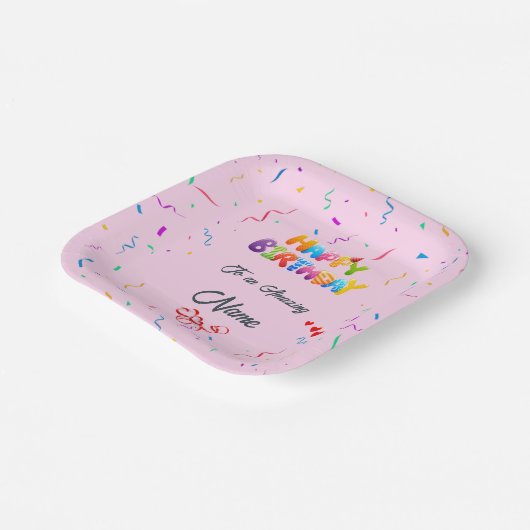 スクエア紙プレート – 誕生日パーティーに最適 ペーパープレート (傾斜あり)