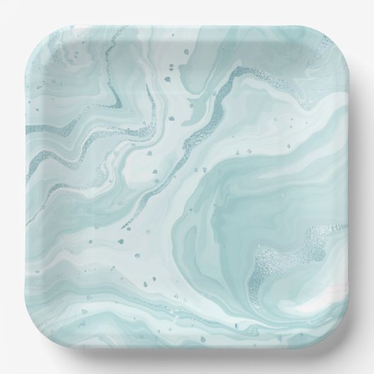 スクエア紙皿のボールド幾何学パターン ペーパープレート (正面)