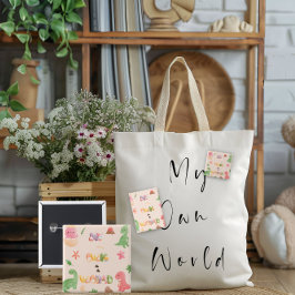 スクエア缶バッジ |かわいい恐竜の世界 缶バッジ