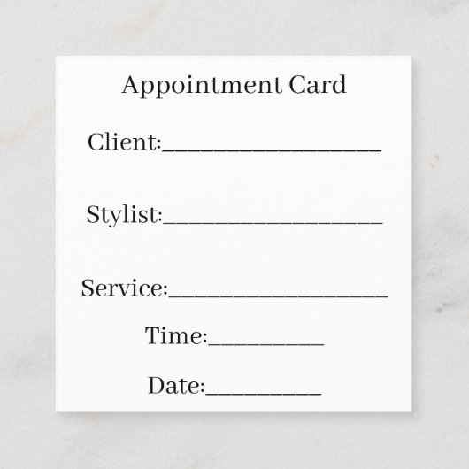 スクエア美しいヘアサロンビジネスアポイントメントカード スクエア名刺 (裏面)