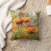 スクエア装飾用クッションとワイルドフラワーデザイン クッション (ブランケット)