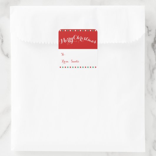 スクエア赤と白クリスマスプレゼントラベル スクエアシール (バッグ)