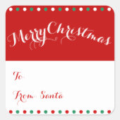 スクエア赤と白クリスマスプレゼントラベル スクエアシール (正面)