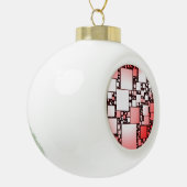 スクエア赤と白踊りスノーフレーク装飾 セラミックボールオーナメント (左)