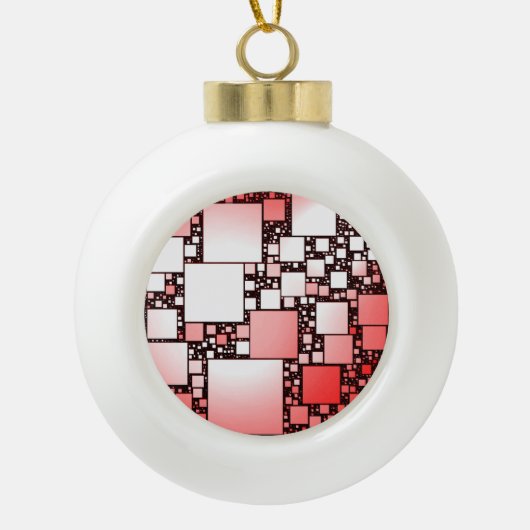 スクエア赤と白踊りスノーフレーク装飾 セラミックボールオーナメント (正面)