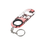 スクエア赤と白踊りボトルオープナー キーホルダー栓抜き (裏面アングル)