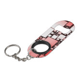スクエア赤と白踊りボトルオープナー キーホルダー栓抜き (正面アングル)