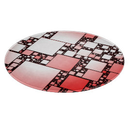 スクエア赤と白踊りラウンドチョッピングボード カッティングボード