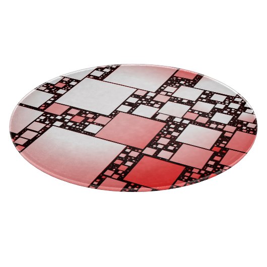スクエア赤と白踊りラウンドチョッピングボード カッティングボード (角)