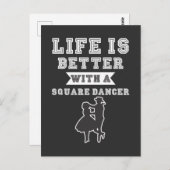 スクエア踊りカップルウエスタンカントリーラインダンサー ポストカード (正面/裏面)