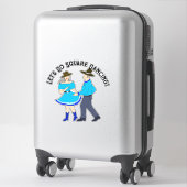 スクエア踊りカップル シール (スーツケース)