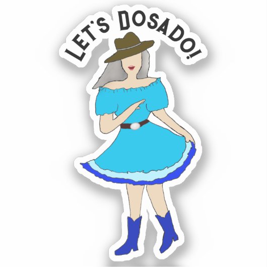 スクエア踊り女性 シール (正面)