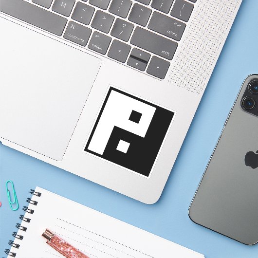 スクエア陰陽 シール (ノートパソコンとiPhone)