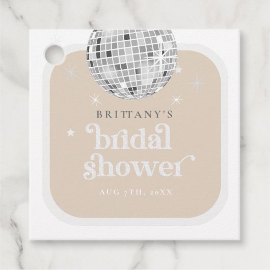 スクエア シルバー レトロ ディスコ グルーヴィー ブライズシャワー フェイバータグ (正面)