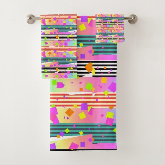 スクエア + ストライプ コラージュ キッズ ギフト バスタオルセット (インサイチュ)
