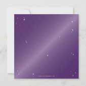 スクエア パープル スパークリング スパイダー ウェブ ハロウィン パーティー 招待状 (裏面)