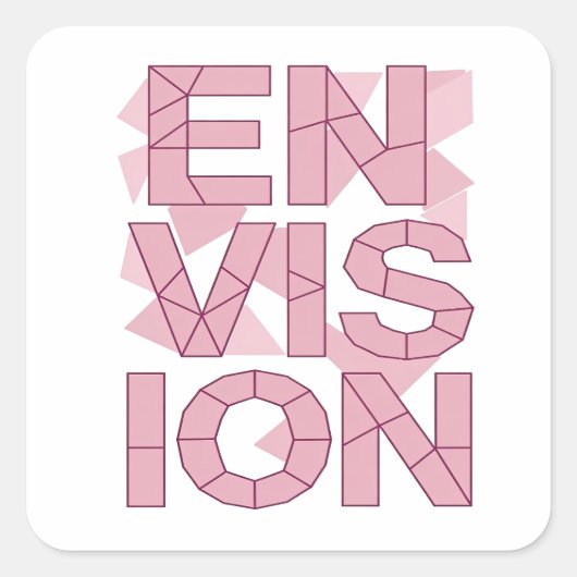 スクエア ピンク ENVISION ステッカー グラフィック (正面)