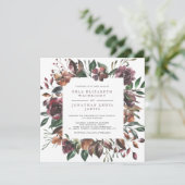 スクエア フォール ウォーターカラー ミューテッド フラワーフレーム ウェディング 招待状 (スタンド正面)