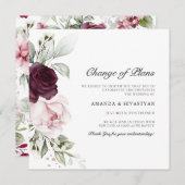 スクエア フローラル ボーホ | プラン変更のお知らせ 招待状 (正面/裏面)