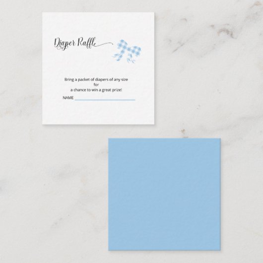スクエア ブルー ギンガム おむつくじ カード (正面/裏面)