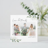 スクエア ミニマリスト フォト ウェディング サンクス カード (スタンド正面)