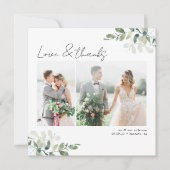 スクエア ミニマリスト フォト ウェディング サンクス カード (正面)