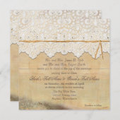 スクエア ラスティック バーン アウトドア ガーデン ボーホー ライス ウッド 招待状 (正面/裏面)