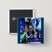 スクエア"起源"ボタン-サビエルのロゴ 缶バッジ (正面&裏面)