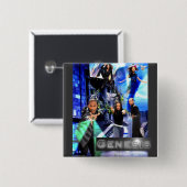 スクエア"起源"ボタン-ヨルダンのロゴ 缶バッジ (正面&裏面)