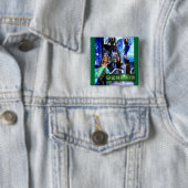 スクエア"起源"ボタン- Quinceyのロゴ 缶バッジ (インサイチュ)