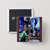 スクエア"起源"ボタン- Taigeのロゴ 缶バッジ (正面&裏面)