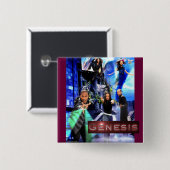 スクエア"起源"ボタン- Xanderのロゴ 缶バッジ (正面&裏面)